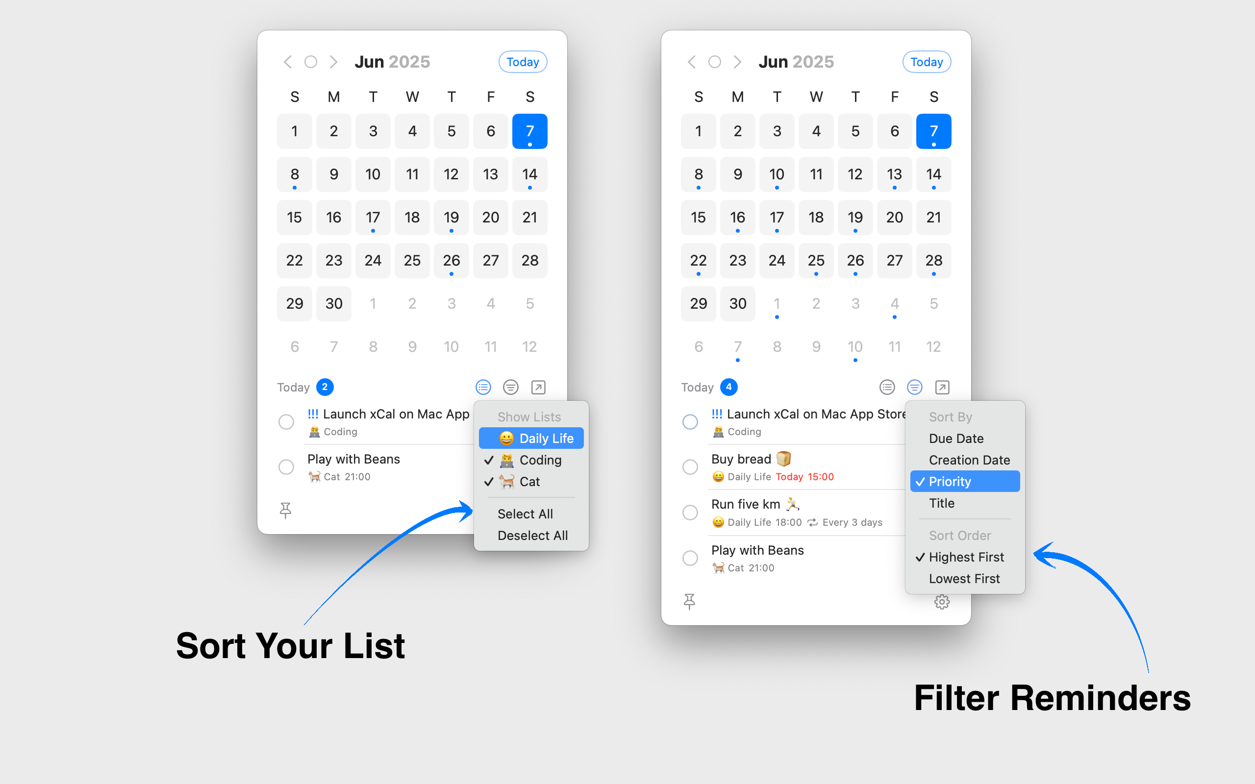 xCal feature interface
